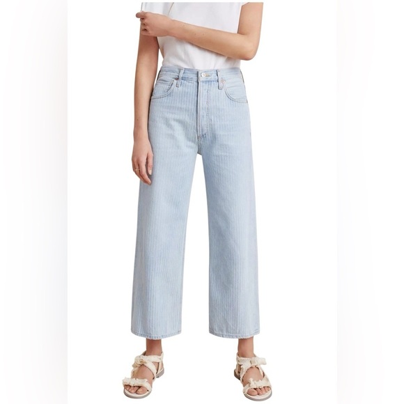 Citizens Of Humanity Denim - CITIZENS OF HUMANITY Sacha Wide Leg High Rise Crop Laguna Stripe Size 30